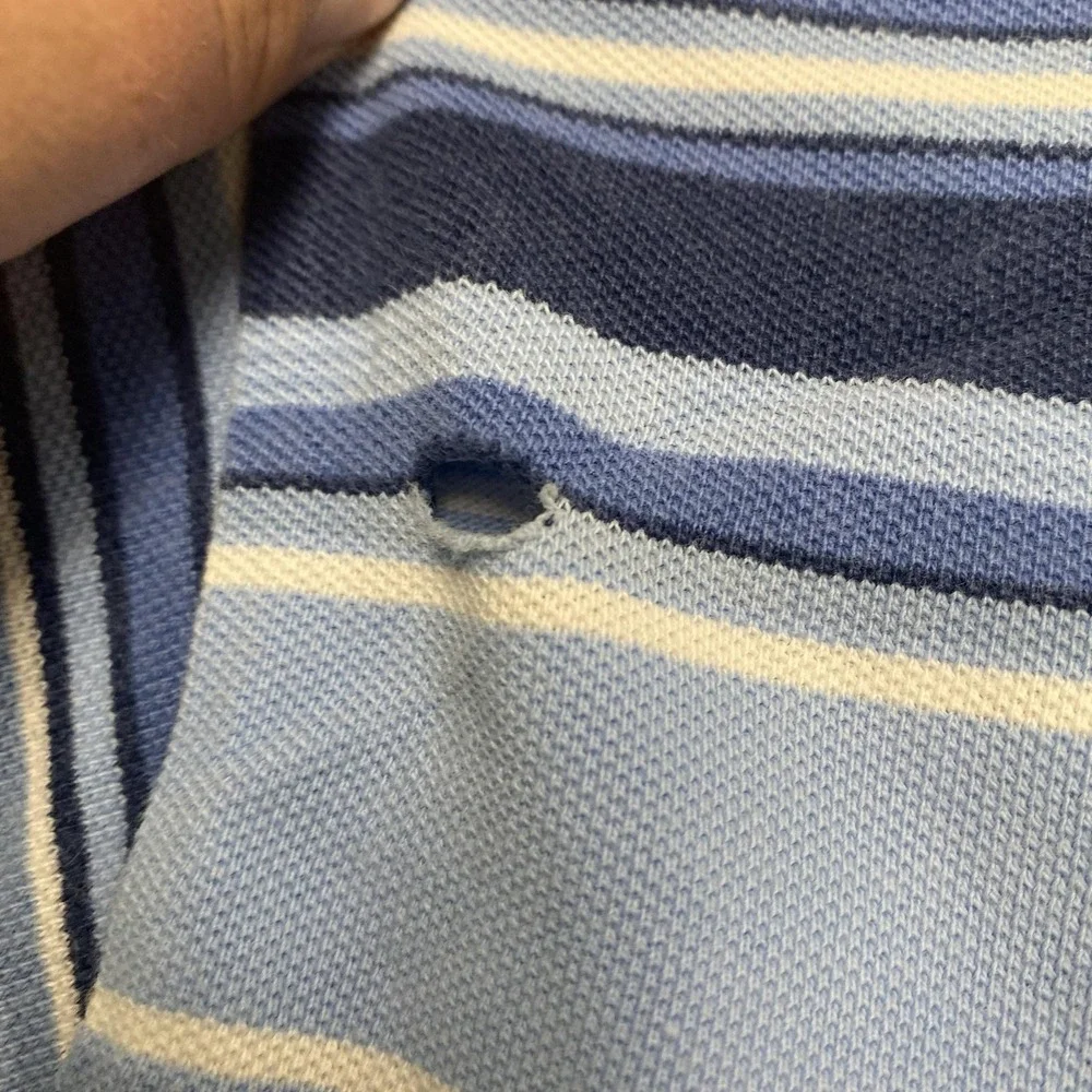 Polo Ralph Lauren Polo Shirt Mens 2XL Blue Stripe 100% Cotton Pony Logo